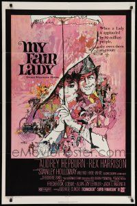 8g530 MY FAIR LADY 1sh R71 art of Audrey Hepburn & Rex Harrison by Bob Peak and Bill Gold!