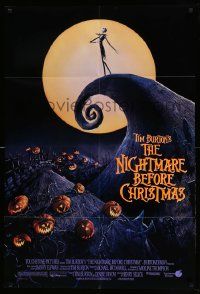 8g558 NIGHTMARE BEFORE CHRISTMAS DS 1sh '93 Tim Burton, Disney, great Halloween horror image!