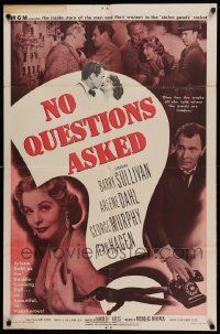 8g562 NO QUESTIONS ASKED 1sh '51 treacherous Arlene Dahl is a double-crossing doll, Barry Sullivan