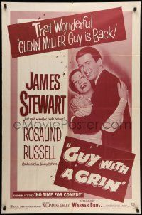 8g564 NO TIME FOR COMEDY 1sh R54 Guy with a Grin, James Stewart, Rosalind Russell!
