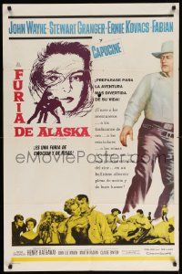 8g567 NORTH TO ALASKA Spanish/U.S. export 1sh '60 John Wayne & sexy Capucine in an adventure in the Yukon!