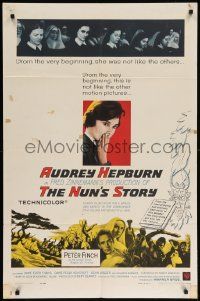 8g570 NUN'S STORY 1sh '59 religious missionary Audrey Hepburn was not like the others, Peter Finch
