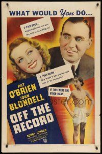 8g575 OFF THE RECORD 1sh '39 art of newspaper reporters Pat O'Brien & Joan Blondell!