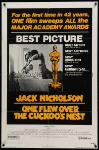 8g584 ONE FLEW OVER THE CUCKOO'S NEST awards 1sh '75 Nicholson & Sampson, Forman, Best Picture!