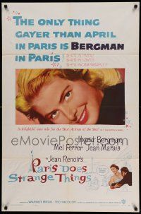 8g604 PARIS DOES STRANGE THINGS 1sh '57 Jean Renoir's Elena et les hommes, Ingrid Bergman!