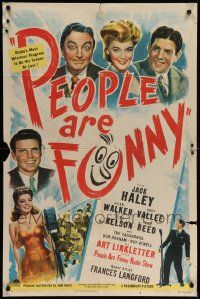 8g614 PEOPLE ARE FUNNY style A 1sh '45 Jack Haley, Rudy Valee, Helen Walker, Ozzie Nelson!