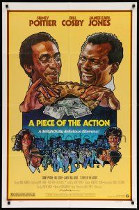 8g622 PIECE OF THE ACTION 1sh '77 great Drew Struzan art of Sidney Poitier & Bill Cosby!