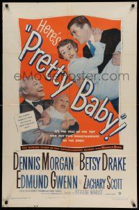 8g642 PRETTY BABY 1sh '50 Dennis Morgan, Betsy Drake, the tot who put honeymooners on the spot!