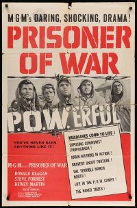 8g646 PRISONER OF WAR 1sh '54 Ronald Reagan vs Communists, MGM's daring & shocking drama!