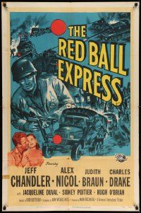 8g668 RED BALL EXPRESS 1sh '52 Budd Boetticher, Army Devil Driver Jeff Chandler!