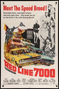 8g670 RED LINE 7000 1sh '65 Howard Hawks, James Caan, car racing artwork, meet the speed breed!
