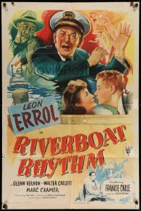 8g684 RIVERBOAT RHYTHM style A 1sh '45 art of captain Leon Errol & Frankie Carle playing piano!