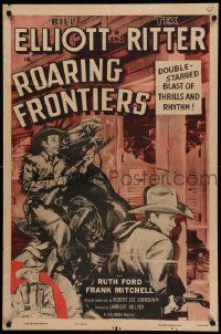 8g687 ROARING FRONTIERS 1sh R55 Wild Bill Elliot as Hickok w/singing cowboy Tex Ritter!