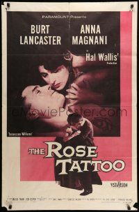 8g695 ROSE TATTOO 1sh '55 Burt Lancaster, Anna Magnani, written by Tennessee Williams!