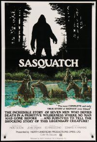 8g708 SASQUATCH 1sh '78 cool art of men searching for Bigfoot in the woods by Marv Boggs!