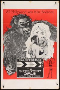 8g716 SCREENTEST GIRLS 1sh '69 Zoltan G. Spencer directed, wild art of gorilla & girls!