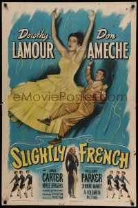 8g761 SLIGHTLY FRENCH 1sh '48 great image of pretty Dorothy Lamour & Don Ameche falling in air!