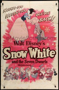 8g765 SNOW WHITE & THE SEVEN DWARFS 1sh R58 Walt Disney animated cartoon fantasy classic!