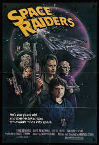 8g774 SPACE RAIDERS 1sh '83 Roger Corman, Joann sci-fi artwork of teen boy & aliens!