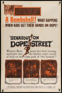 8g783 STAKEOUT ON DOPE STREET 1sh '58 this is what happens when kids get their hands on dope!