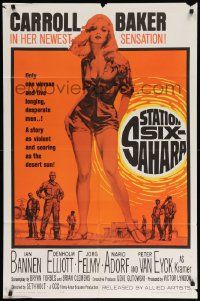 8g792 STATION SIX-SAHARA 1sh '64 super sexy Carroll Baker in the hot motion picture!