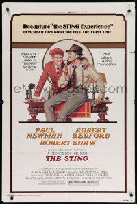 8g793 STING 1sh R77 best artwork of Paul Newman & Robert Redford by Richard Amsel!