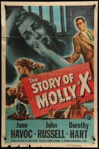 8g795 STORY OF MOLLY X 1sh '49 bad girl June Havoc ends up in woman's prison!