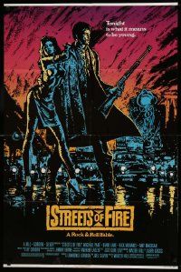 8g799 STREETS OF FIRE 1sh '84 Walter Hill directed, Michael Pare, Diane Lane, artwork by Riehm!