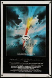 8g806 SUPERMAN 1sh '78 comic book hero Christopher Reeve, cool Bob Peak logo art!