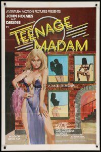 8g830 TEENAGE MADAM 1sh '77 John Holmes, sexy artwork, she had the best game in town!