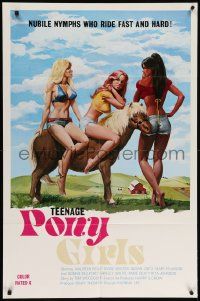 8g833 TEENAGE PONY GIRLS 1sh '76 sexiest art of nubile Nymphs who ride fast and hard!