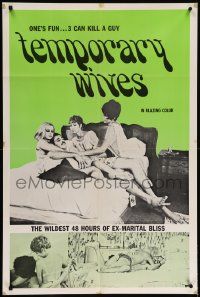 8g837 TEMPORARY WIVES 1sh '69 the wildest 48 hours of ex-marital bliss, but three can kill a guy!