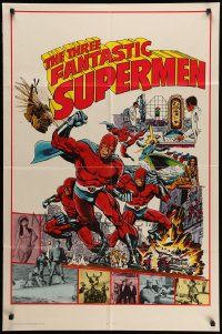 8g852 THREE FANTASTIC SUPERMEN teaser 1sh '77 I Fantastici tre supermen, comic book art by Pollard