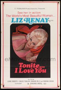 8g865 TONITE I LOVE YOU 1sh '72 see her in action the world's most beautiful woman... Liz Renay!