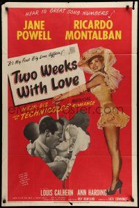 8g891 TWO WEEKS WITH LOVE 1sh '50 full-length image of sexy Jane Powell, Ricardo Montalban!