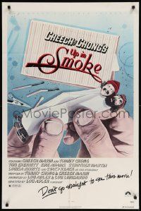 8g906 UP IN SMOKE recalled 1sh '78 Cheech & Chong marijuana drug classic, great art!