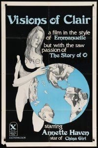 8g916 VISIONS OF CLAIR 25x38 1sh '77 Annette Haven, sex in the style of Emmanuelle!