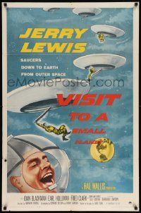 8g917 VISIT TO A SMALL PLANET 1sh '60 wacky alien Jerry Lewis saucers down to Earth from space!