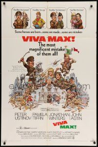 8g918 VIVA MAX 1sh '70 Peter Ustinov, Jonathan Winters, great Jack Davis art of cast!