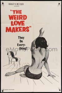 8g935 WEIRD LOVE MAKERS 1sh '63 Radley Metzger, art of half-naked woman who does everything!
