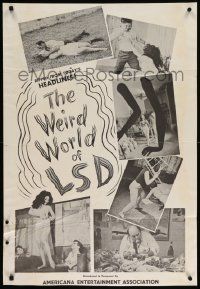 8g936 WEIRD WORLD OF LSD 25x36 1sh '67 Robert Ground, big sensational shocker, drugs!