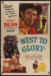 8g939 WEST TO GLORY 1sh '47 singing cowboy Eddie Dean & His Horse Flash, Delores Castle