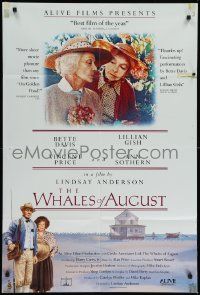 8g942 WHALES OF AUGUST 1sh '87 art of Bette Davis, Lillian Gish, Ann Sothern & Vincent Price!