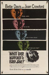 8g943 WHAT EVER HAPPENED TO BABY JANE? 1sh '62 Robert Aldrich, Bette Davis & Joan Crawford!