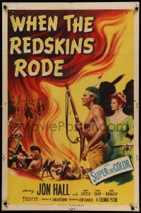 8g947 WHEN THE REDSKINS RODE 1sh '51 Native American Jon Hall on horse holding rifle!