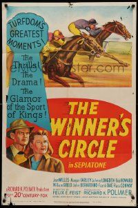 8g964 WINNER'S CIRCLE 1sh '48 the first person view of the life of a race horse, cool stone litho!