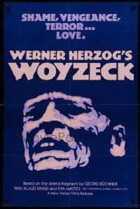 8g980 WOYZECK 1sh '79 Werner Herzog directed, close up of crazed Klaus Kinski!