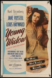 8g995 YOUNG WIDOW 1sh '46 world's most exciting super sexy brunette Jane Russell!