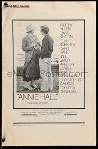 8h388 ANNIE HALL pressbook '77 full-length Woody Allen & Diane Keaton, a nervous romance!