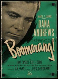 8h422 BOOMERANG pressbook '47 great close up of Dana Andrews, Elia Kazan film noir!